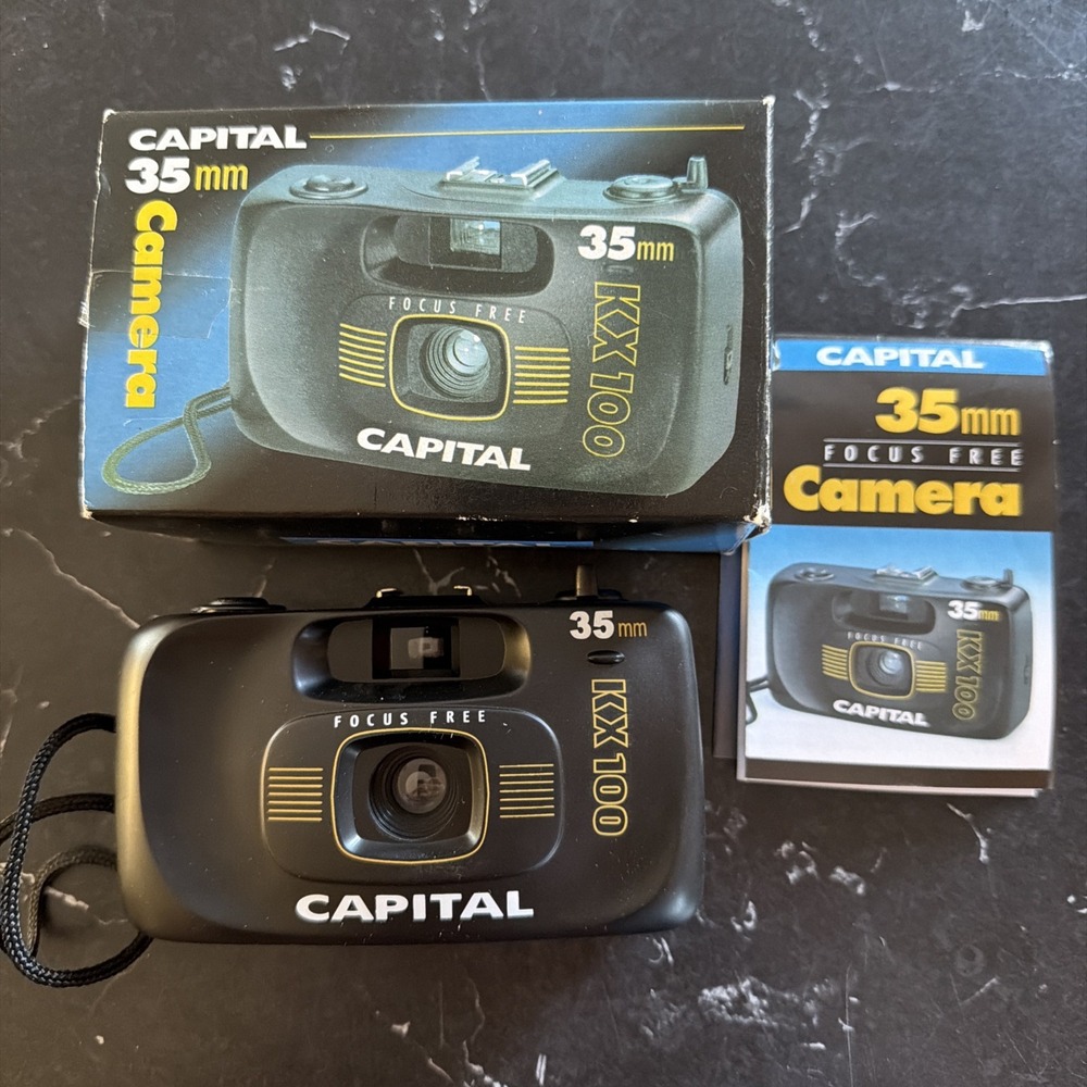 Vintage Capital KX100 35mm Film Point & Shoot Camera Black Focus Free 1980s